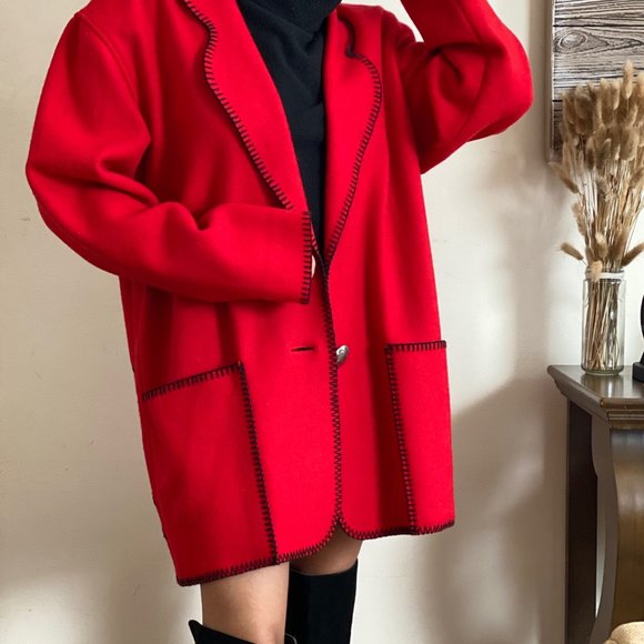 SOLD Vintage 80s Cindy Owings Husky/wolf Oversized Jacket - Picture 1 of 7